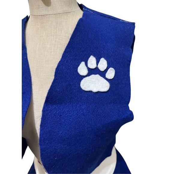 Vintage Handmade Womens Blue Felt Poodle Cat Skirt and Vest Set Retro Sz Medium - Picture 2 of 15